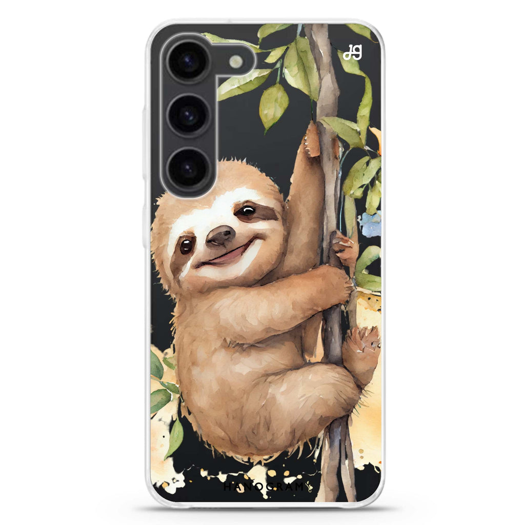 A Sloth ultra-clear case for Samsung Galaxy S23/S22, front view