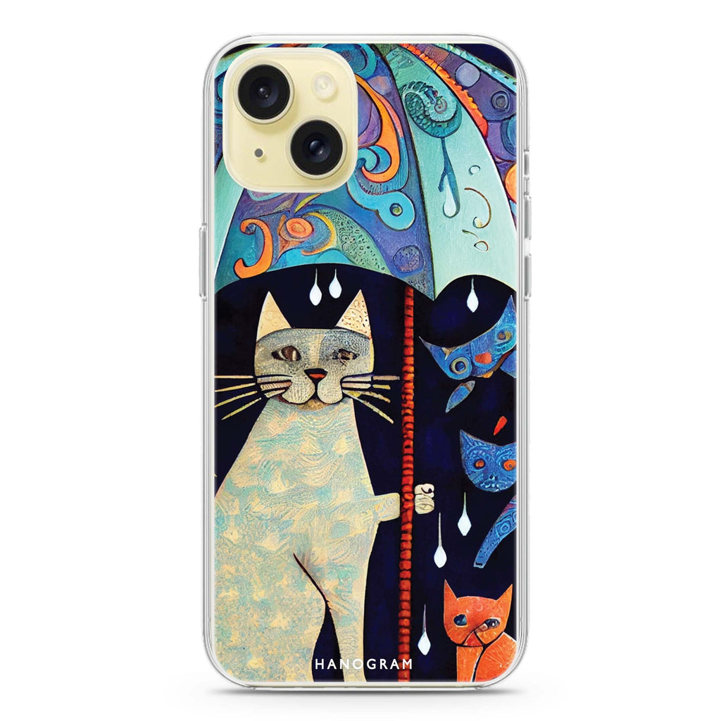 Raining Cat iPhone 15 plus Ultra Clear Case