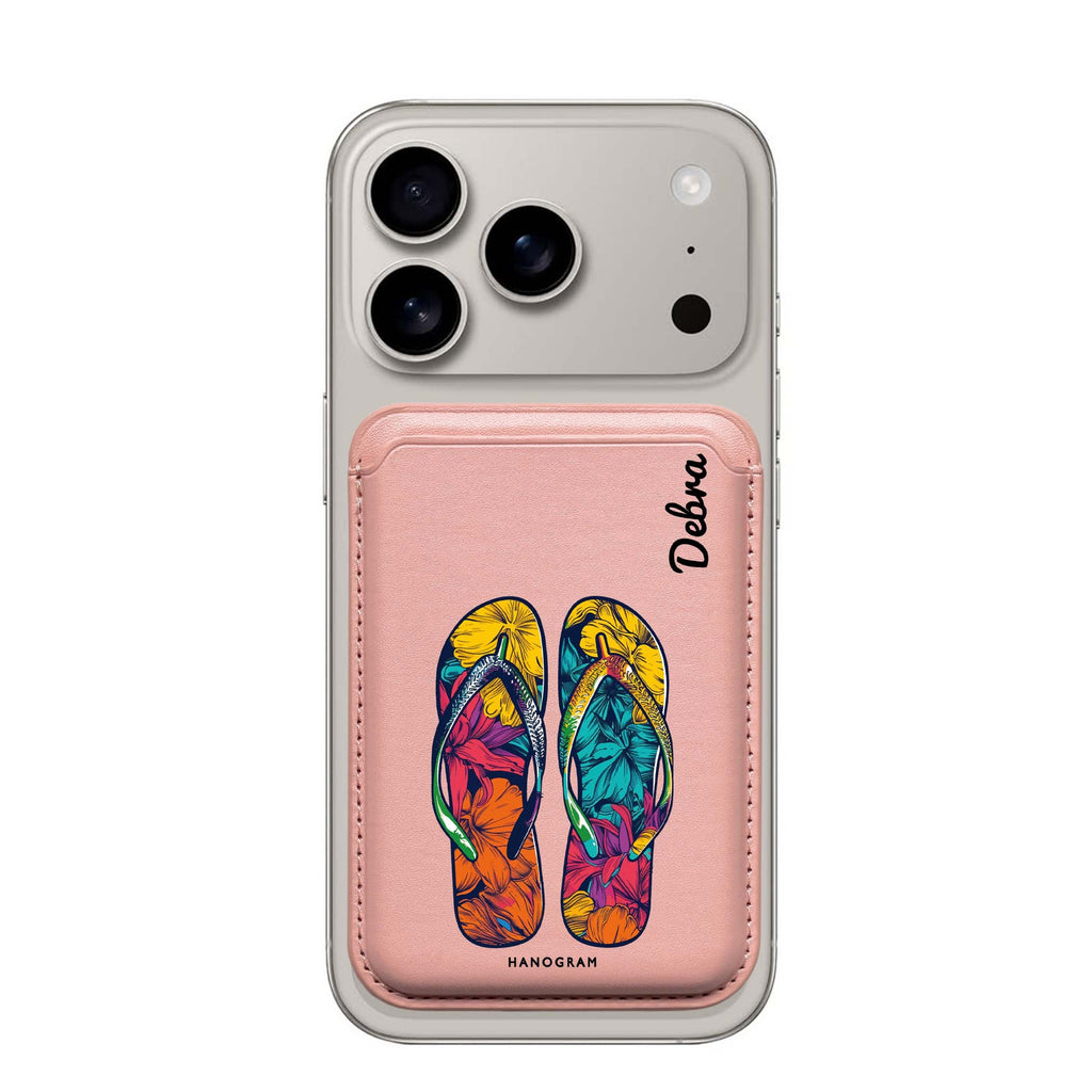 Beach Walkers custom name MagSafe wallet for iPhone, personalized magnetic card holder, main view