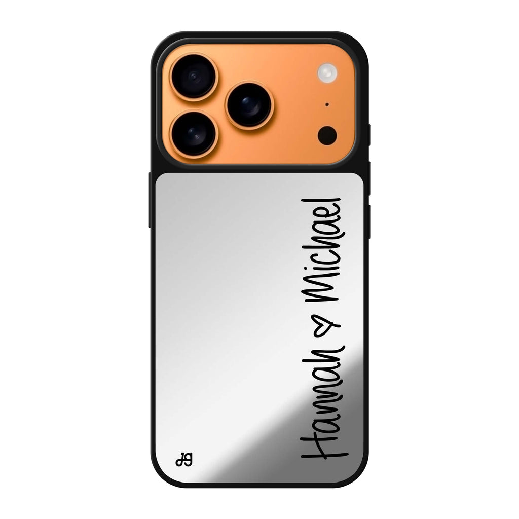 Vertical Names personalized name typography iPhone 17 Pro Max mirror case