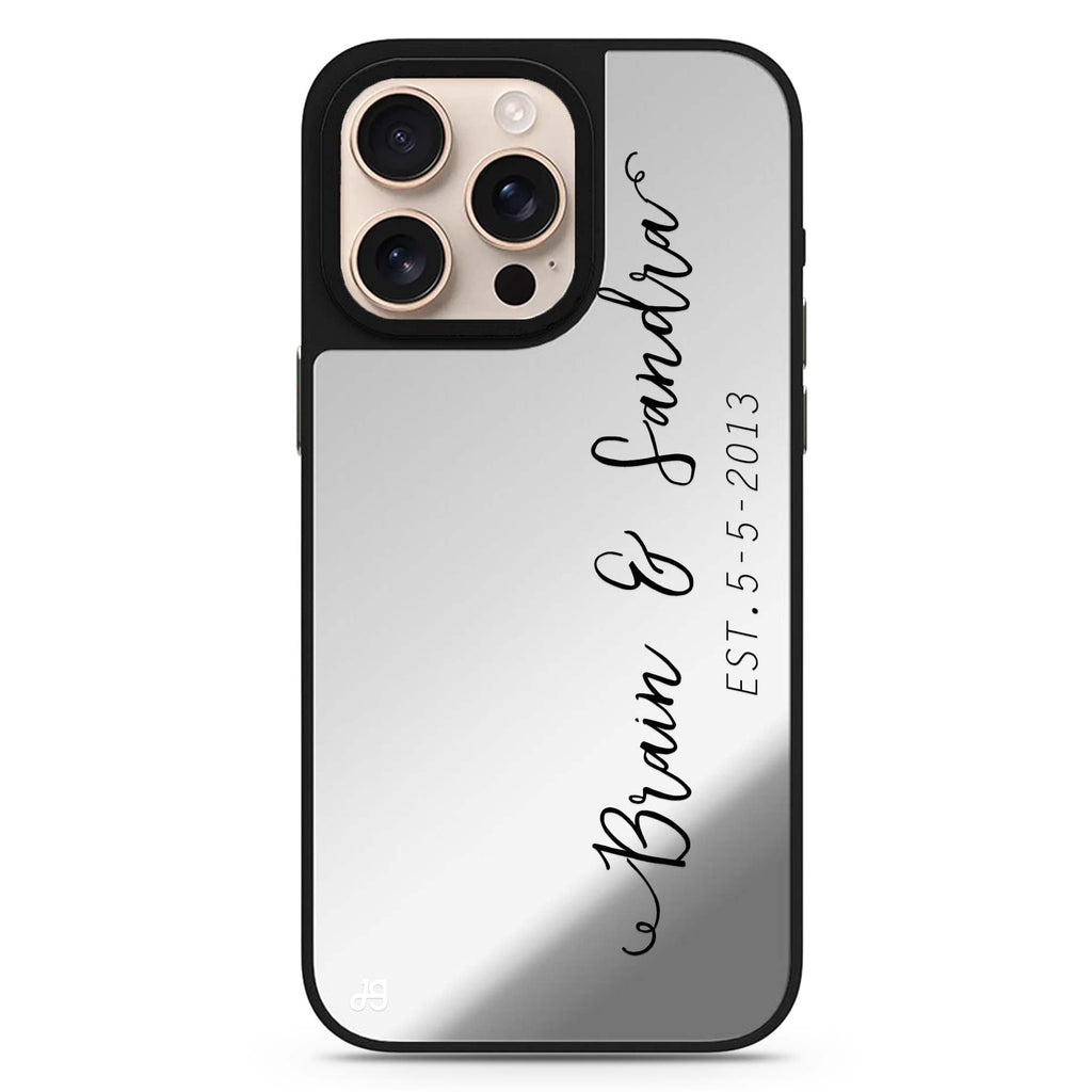 Memory personalized name sleek reflective design iPhone 16/15/14 Pro Max & Pro mirror case