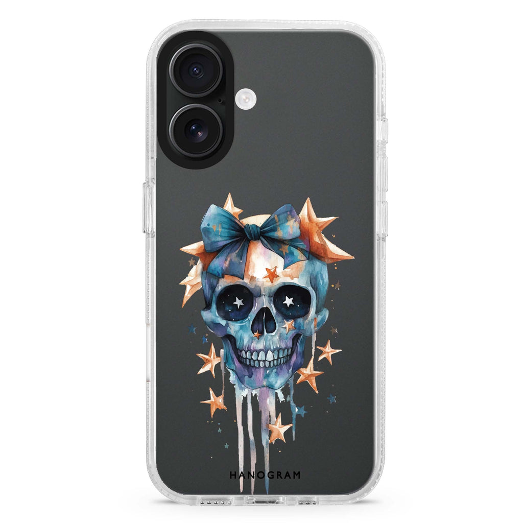 Midnight Magic Charms iPhone 16 and 16 Plus ultra clear case, transparent celestial artwork, front product view