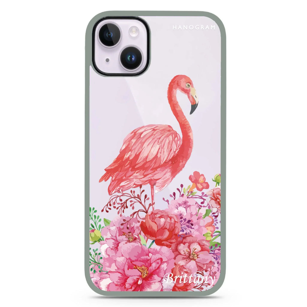 Flamingo & Flower iPhone 15 Plus Impact Guard Bumper Case