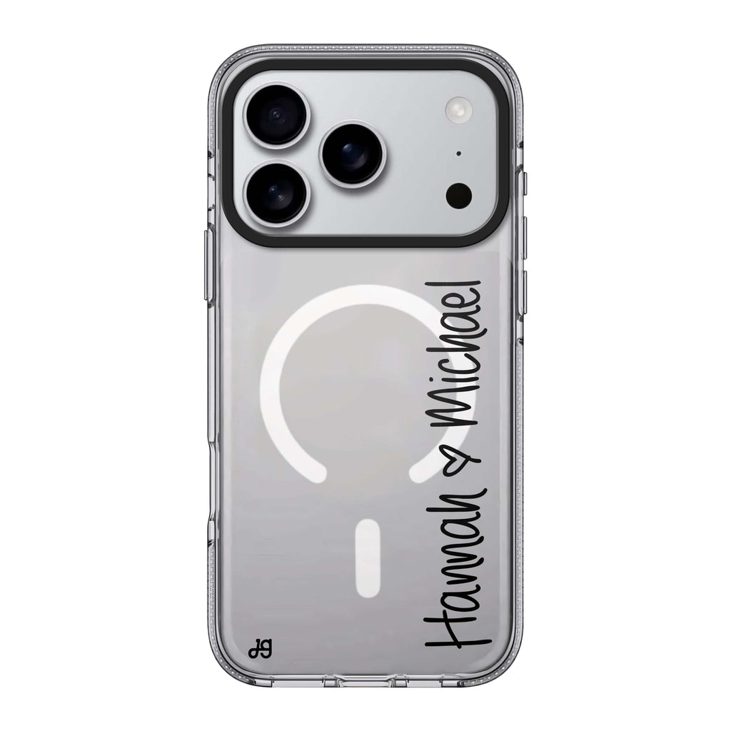 Vertical Names personalized name typography iPhone 17 Pro Max ultra clear case