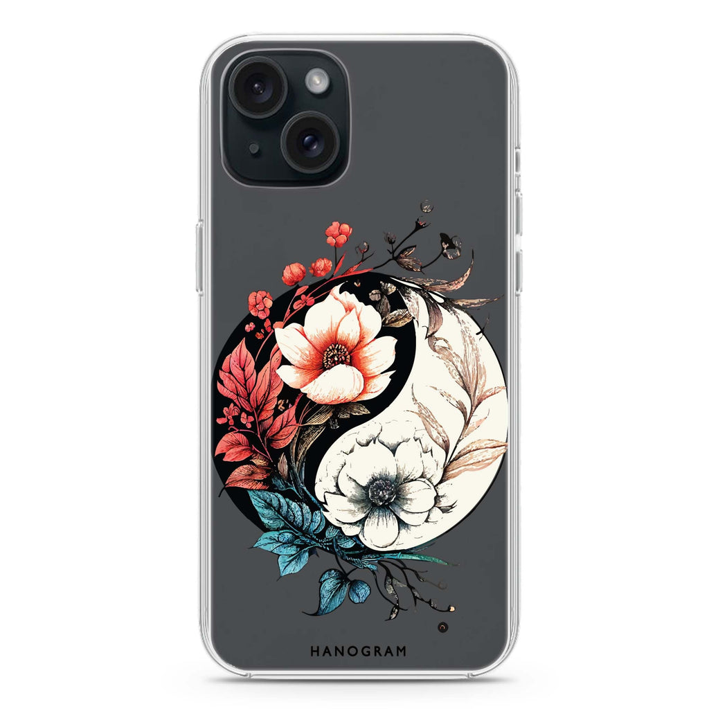 Pretty Floral & Tai Chi iPhone 15 plus Ultra Clear Case