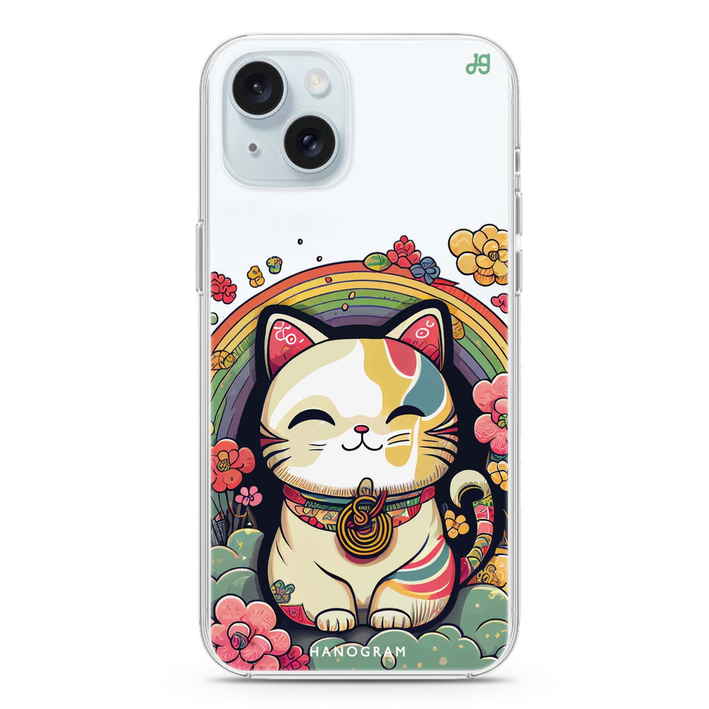 Japanese Lucky Cat iPhone 15 plus Ultra Clear Case
