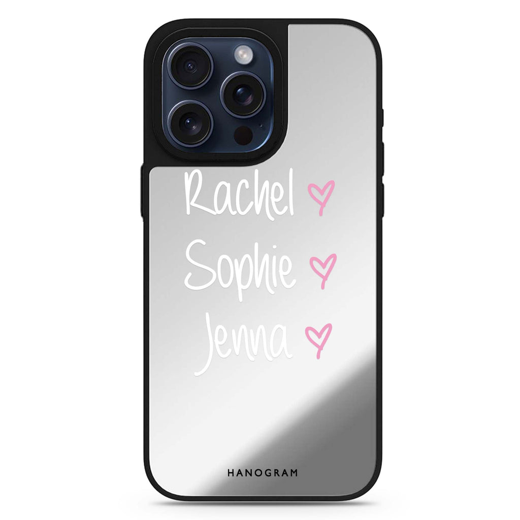 Three of Us personalized name MagSafe mirror case for iPhone 16/15/14 Pro Max and Pro, main view