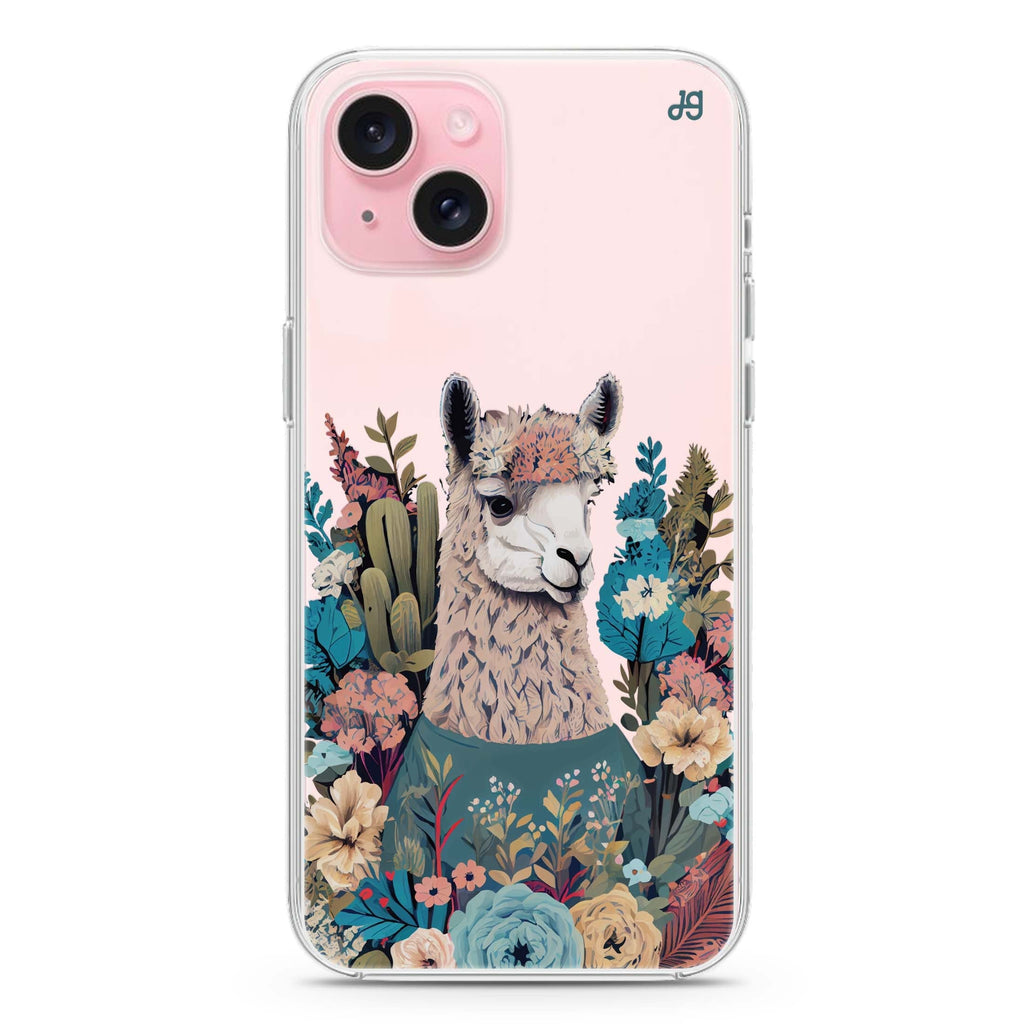 Lama in the garden iPhone 15 plus Ultra Clear Case