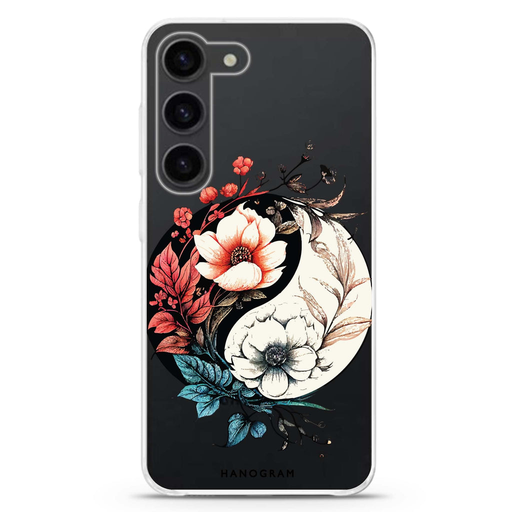 Pretty Floral & Tai Chi ultra-clear case for Samsung Galaxy S23/S22, front view