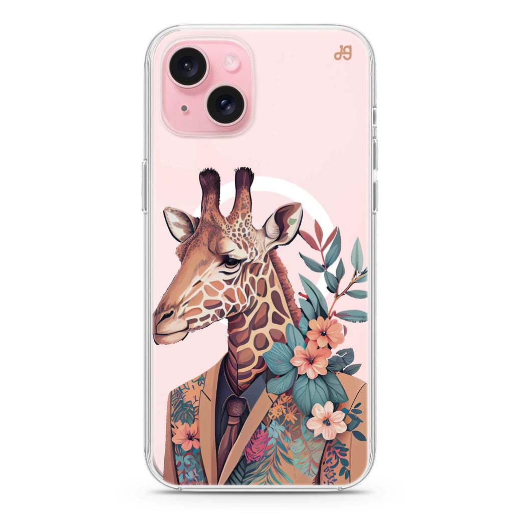Giraffe & floral iPhone 15 Plus MagSafe Compatible Ultra Clear Case