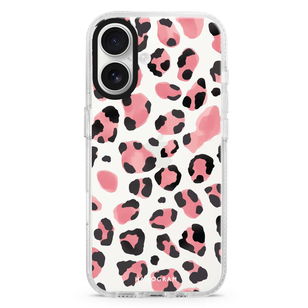 Spotted Glamour iPhone 16 and 16 Plus ultra clear case, transparent graphic artwork, front product view