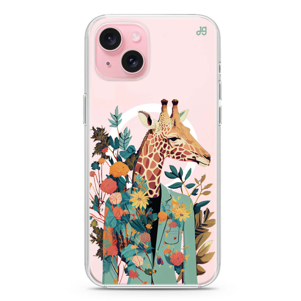 Giraffe & floral iPhone 15 Plus MagSafe Compatible Ultra Clear Case