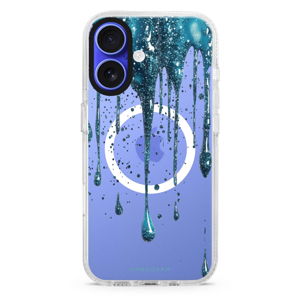 Aqua Shimmer MagSafe Compatible iPhone 16 Ultra Clear Case - Personalized and Stylish Protection