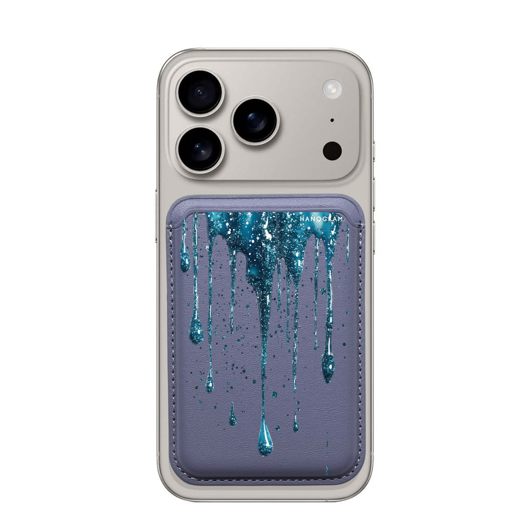 Aqua Shimmer MagSafe wallet for iPhone, slim magnetic card holder, main view