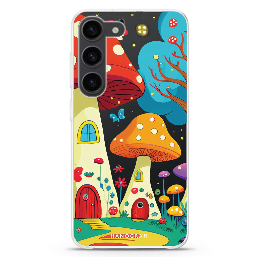 Mushroom Art ultra-clear case for Samsung Galaxy S23/S22, front view