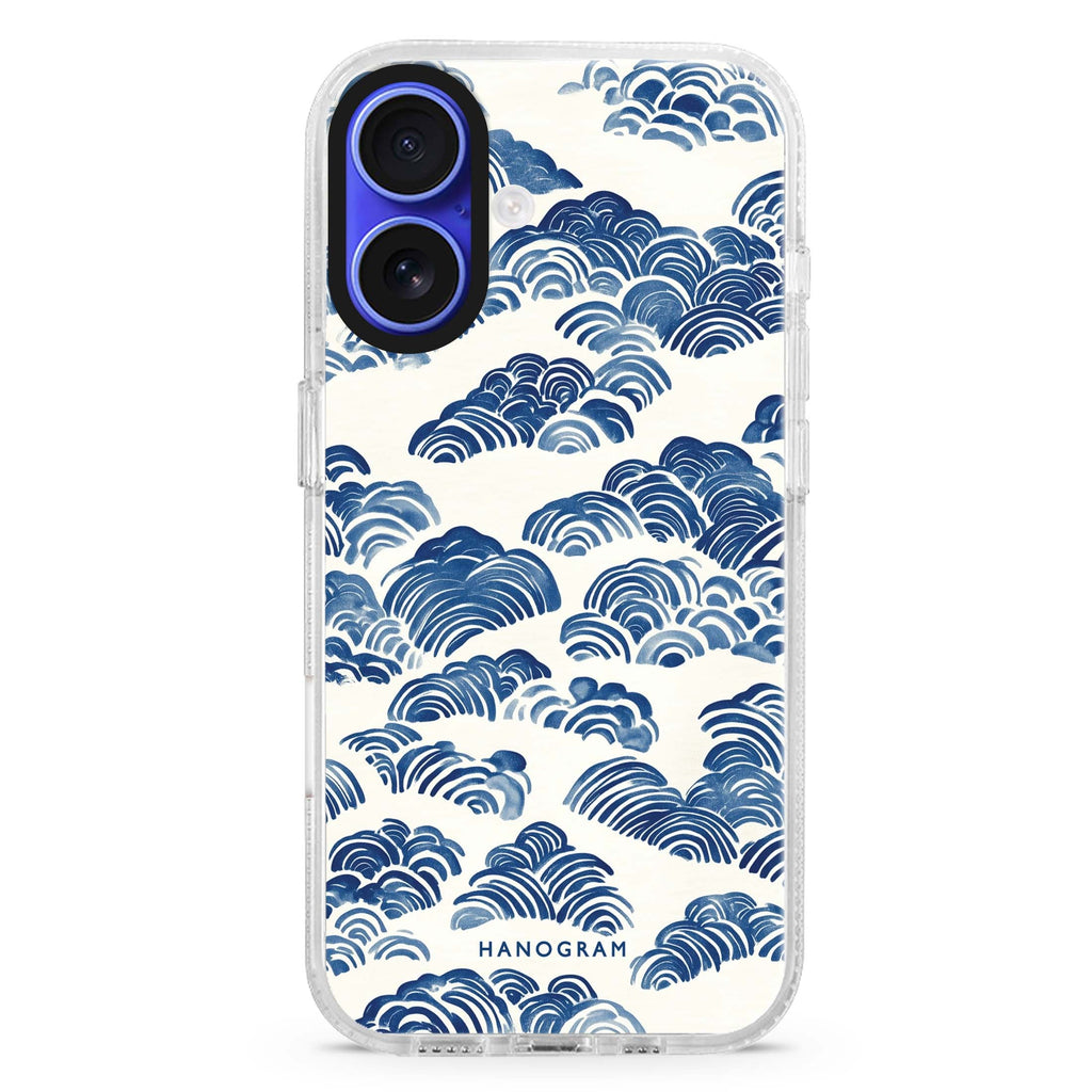 Oriental Grace iPhone 16 and 16 Plus ultra clear case, transparent graphic artwork, front product view