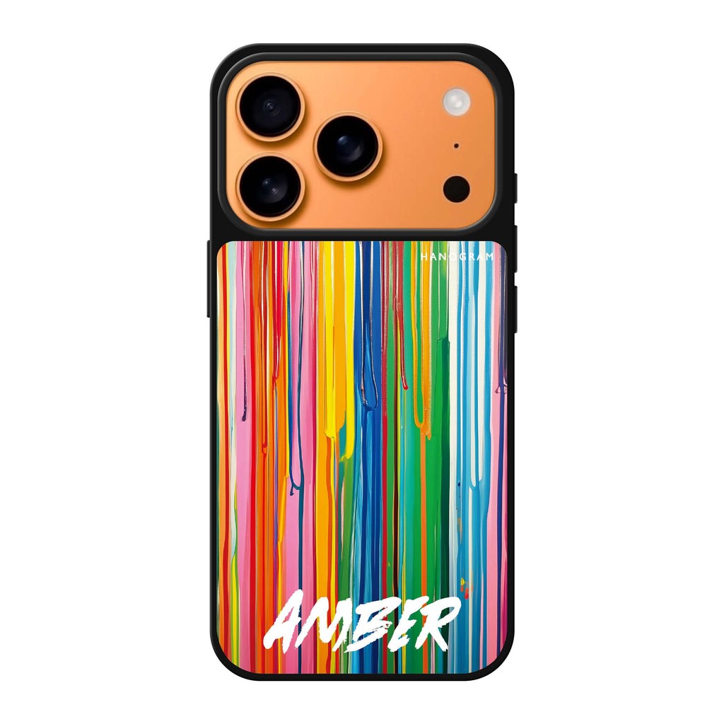 Vivid Stripes personalized name pattern iPhone 17 Pro Max mirror case
