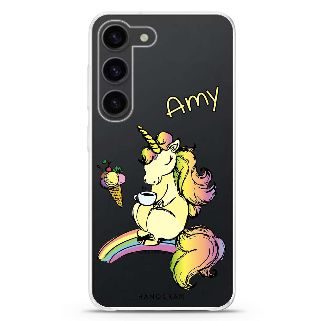 Cute Unicorn personalized ultra-clear case for Samsung Galaxy S23/S22, front view