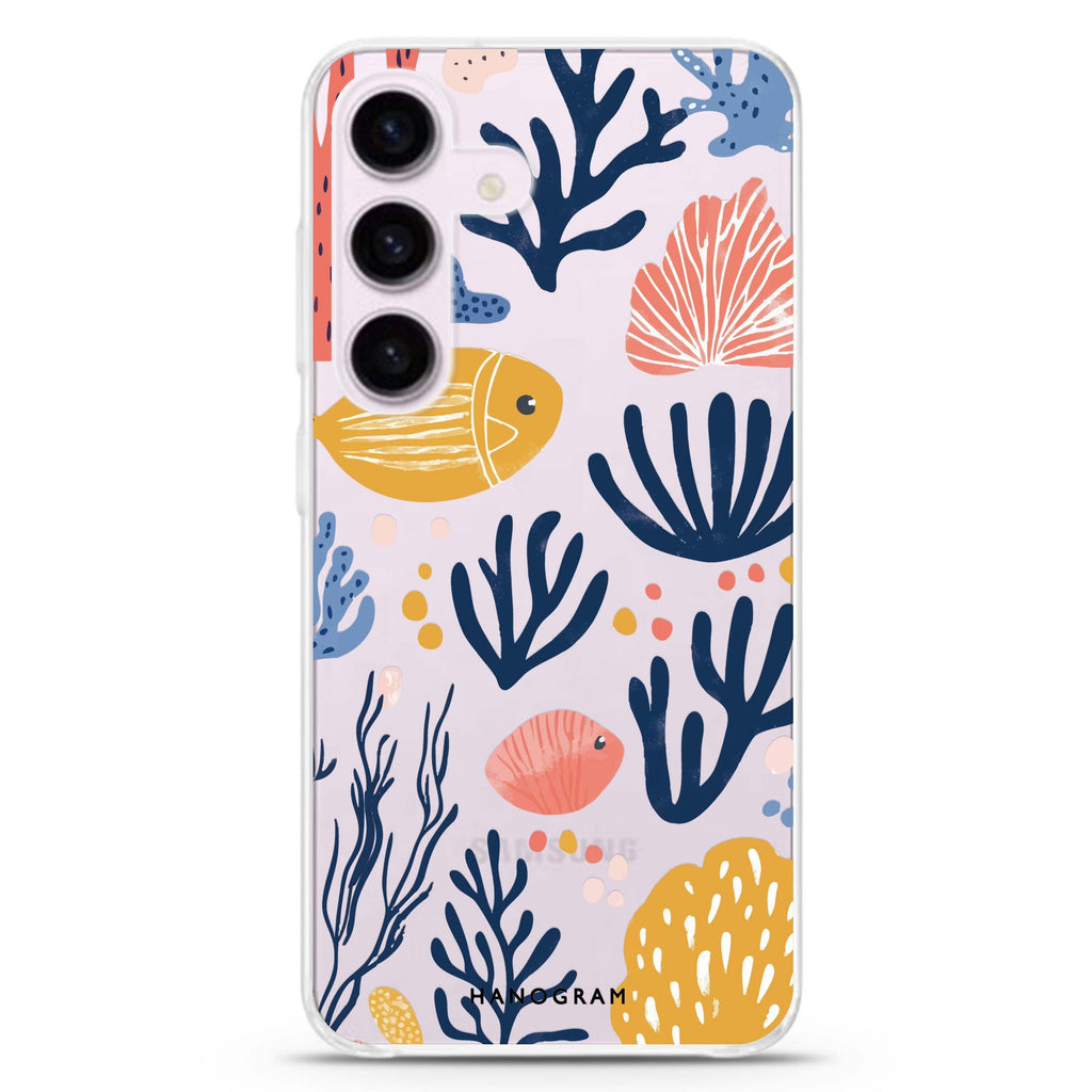 Coral Cutouts Samsung Galaxy Ultra Clear Case
