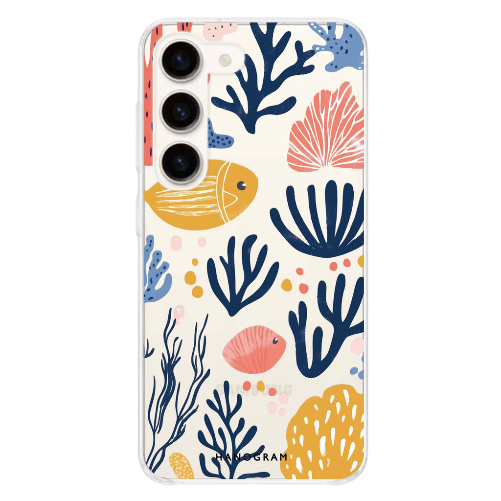Coral Cutouts Samsung Galaxy Ultra Clear Case