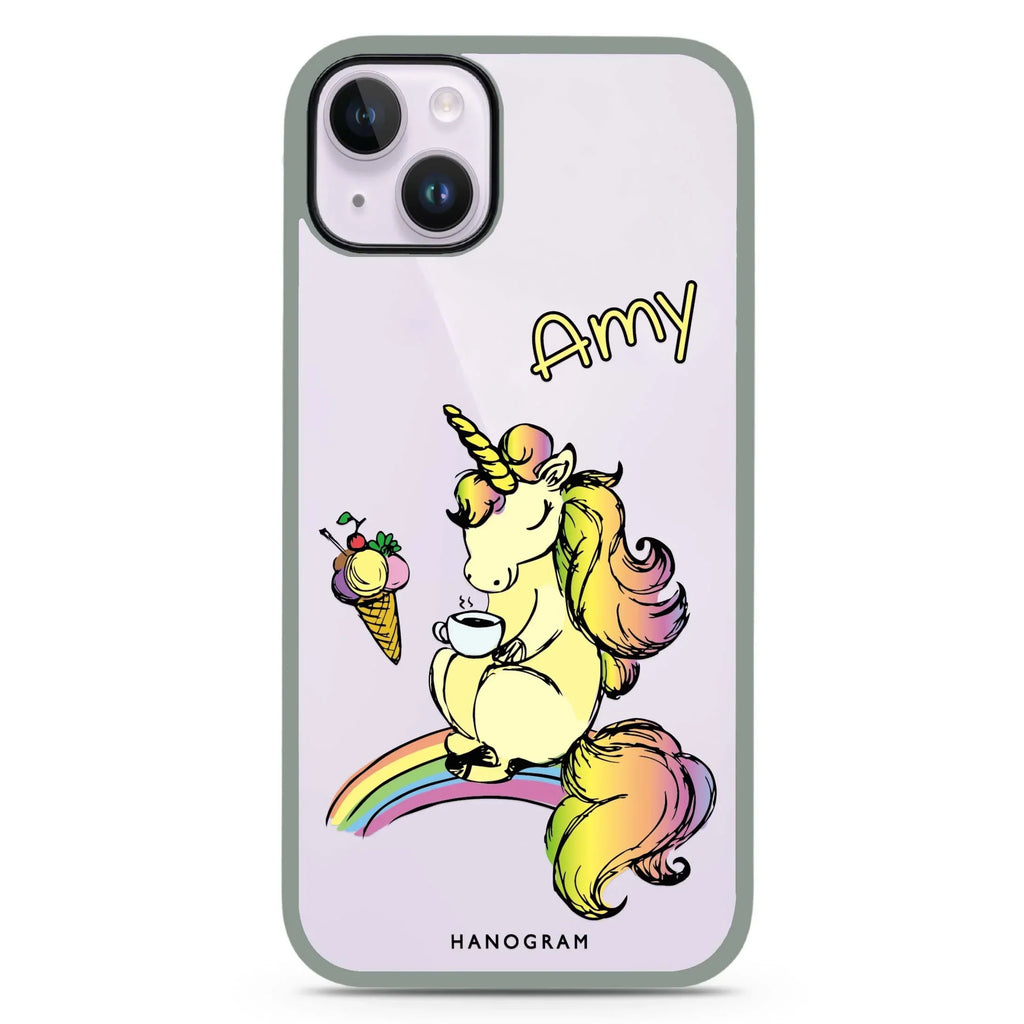 Cute Unicorn iPhone 15 Plus Impact Guard Bumper Case