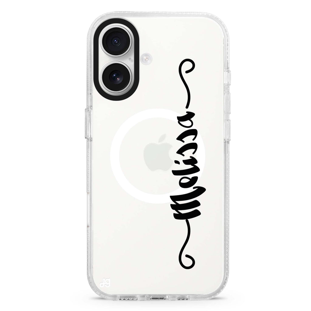 Casual Vertical Name MagSafe Compatible iPhone 16 Ultra Clear Case - Personalized and Stylish Protection