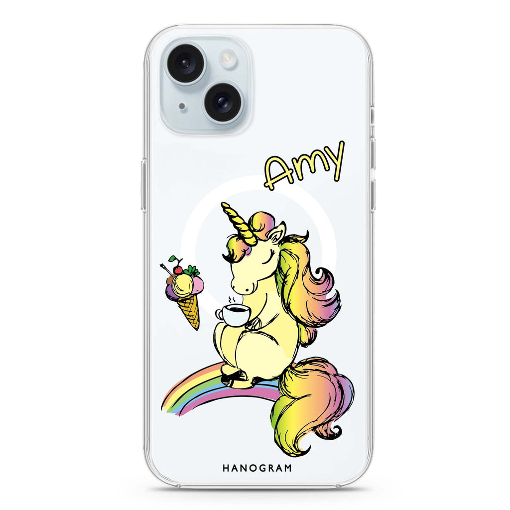 Cute Unicorn iPhone 15 Plus MagSafe Compatible Ultra Clear Case