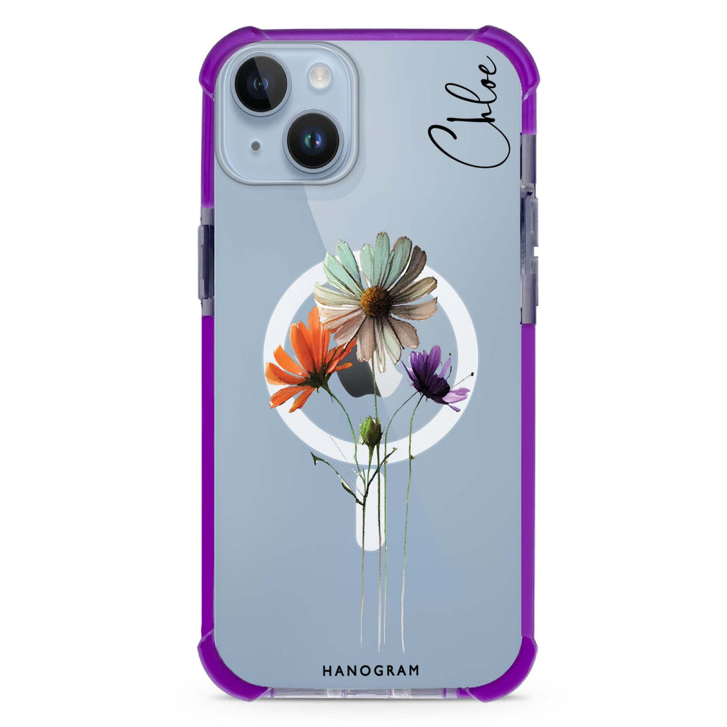 A watercolour floral iPhone 15 Plus MagSafe Compatible Ultra Shockproof Case