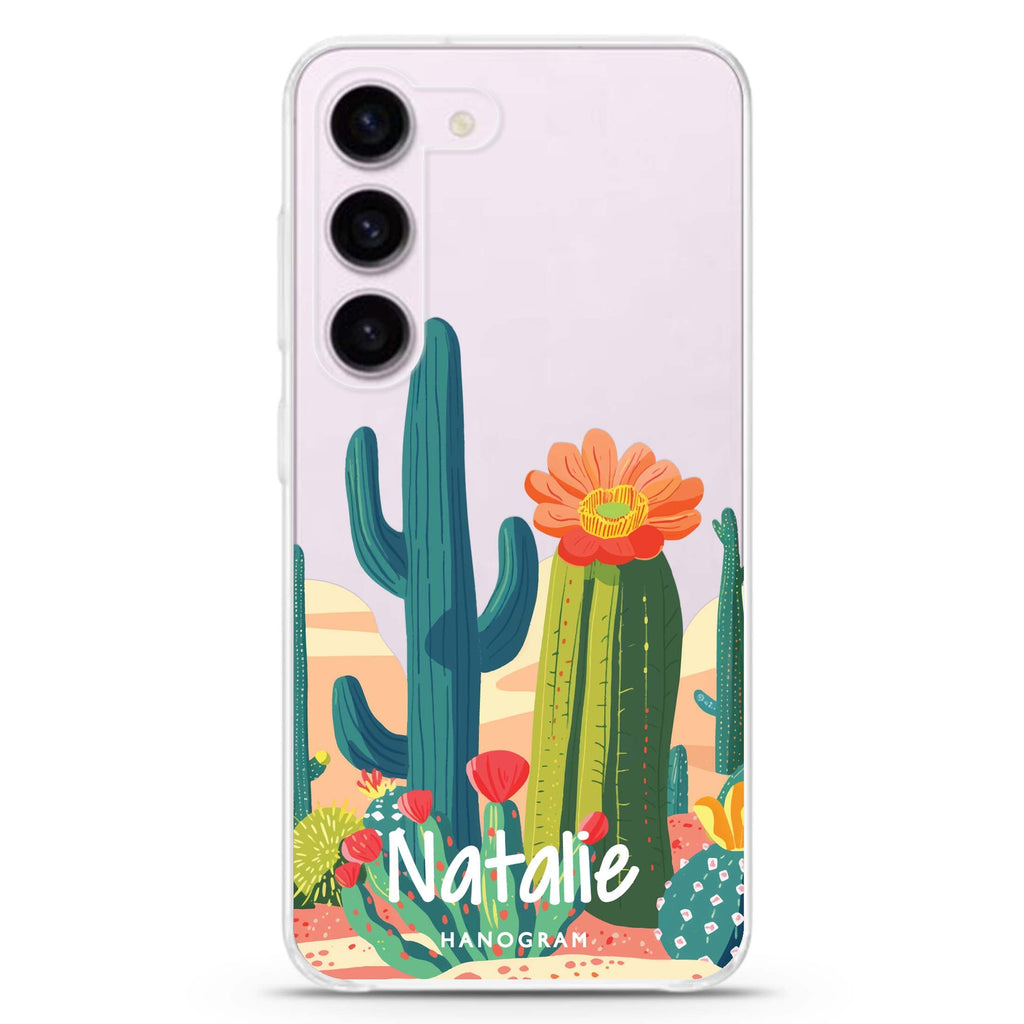 Desert Oasis personalized ultra-clear case for Samsung Galaxy S23/S22, front view