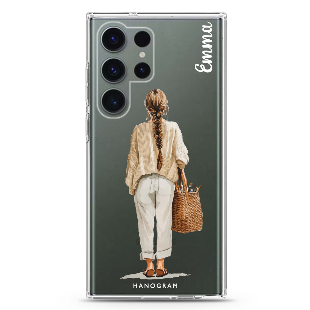 Linen Days personalized name Samsung Galaxy S26/S25/S24/S23/S22 Ultra ultra clear case, transparent design, main view
