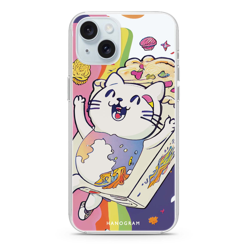 Rainbow Cat iPhone 15 Plus MagSafe Compatible Ultra Clear Case