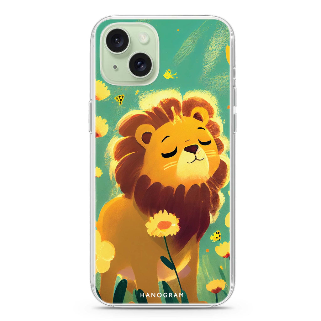 Lion in the garden iPhone 15 Plus MagSafe Compatible Ultra Clear Case