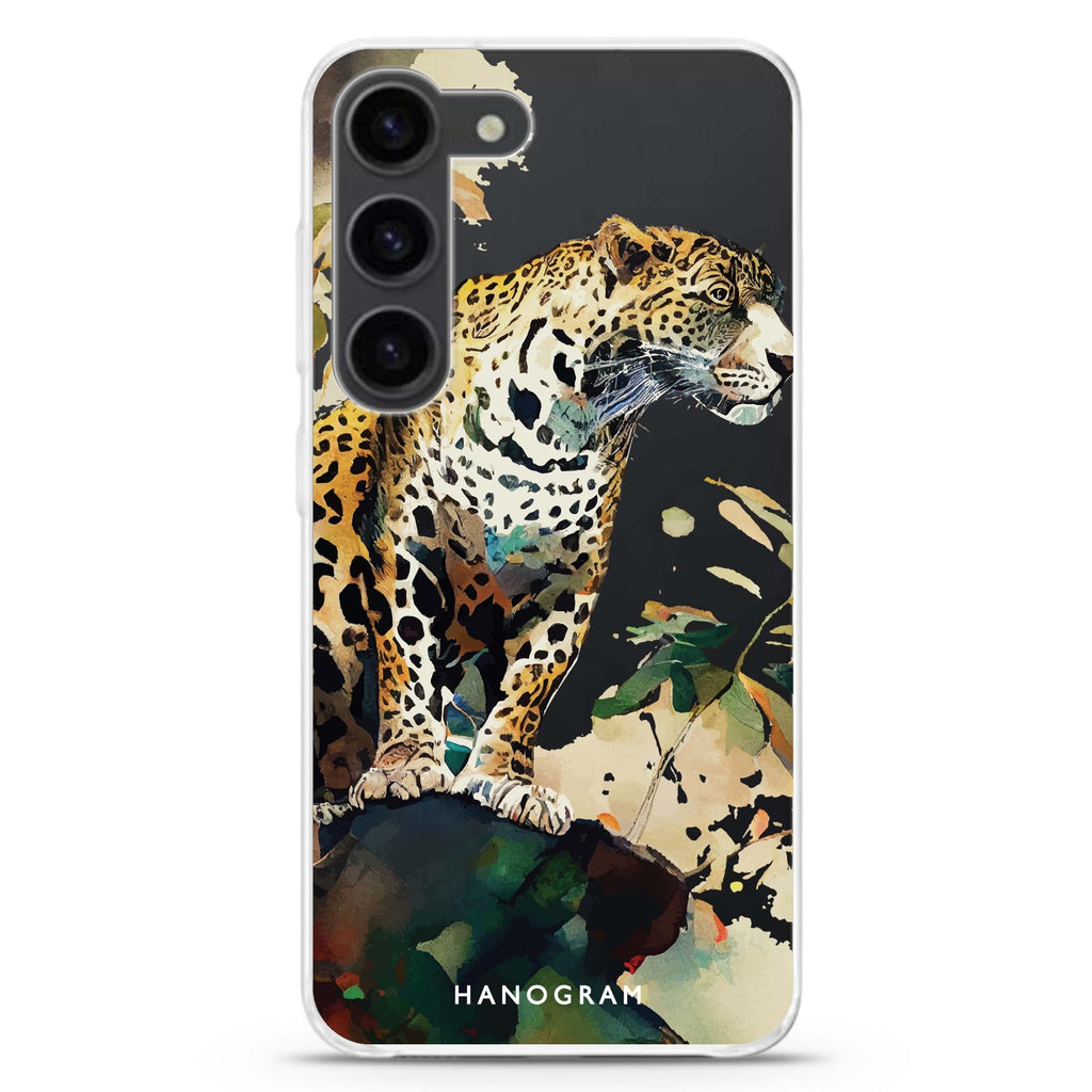 A leopard ultra-clear case for Samsung Galaxy S23/S22, front view