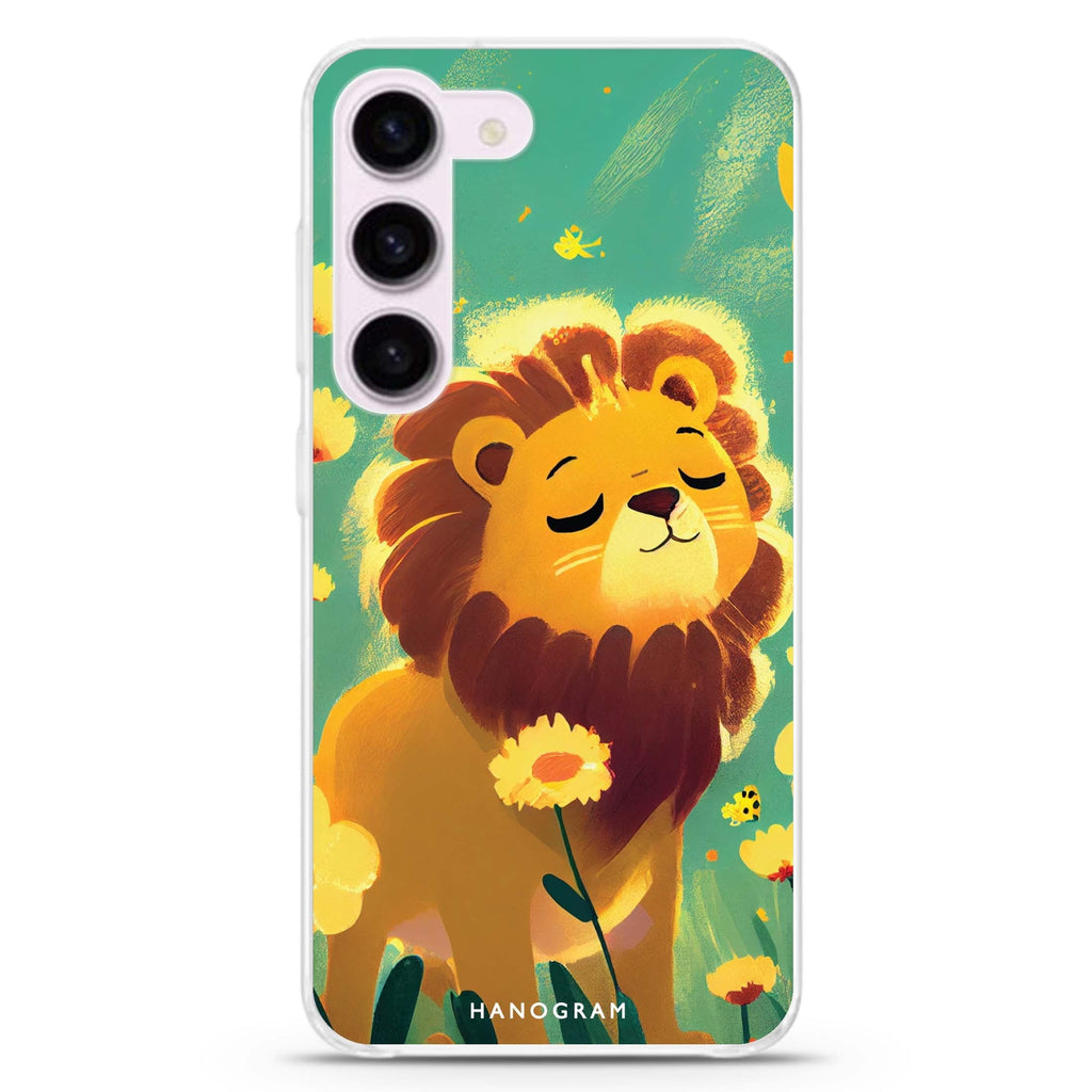 Lion in the garden ultra-clear case for Samsung Galaxy S23/S22, front view