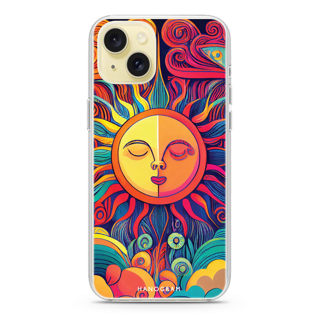 Magic Sun Face iPhone 15 Plus MagSafe Compatible Ultra Clear Case