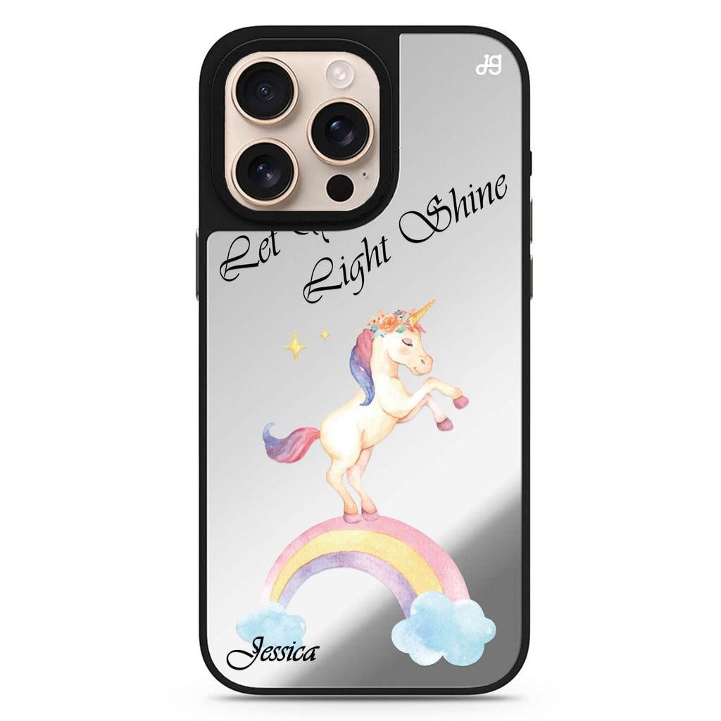 Rainbow Unicorn personalized name cute aesthetic design iPhone 16/15/14 Pro Max & Pro mirror case