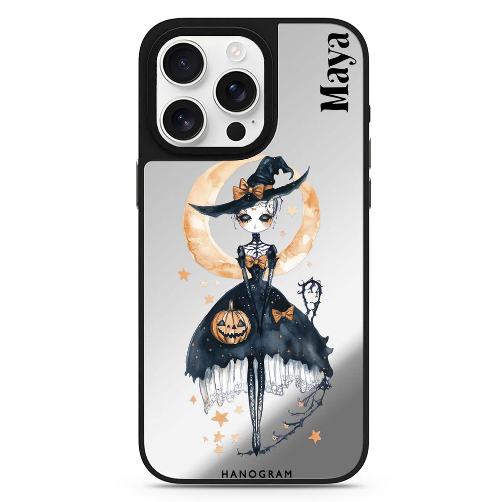 Mystic Witch Glow personalized name celestial design iPhone 16/15/14 Pro Max & Pro mirror case