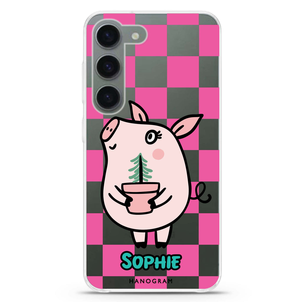 Lovely Pig personalized ultra-clear case for Samsung Galaxy S23/S22, front view
