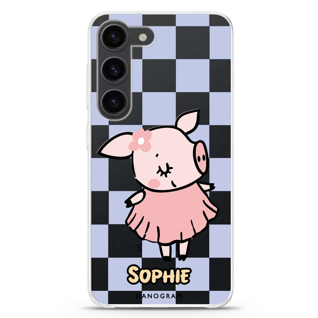 Pretty Pig personalized ultra-clear case for Samsung Galaxy S23/S22, front view