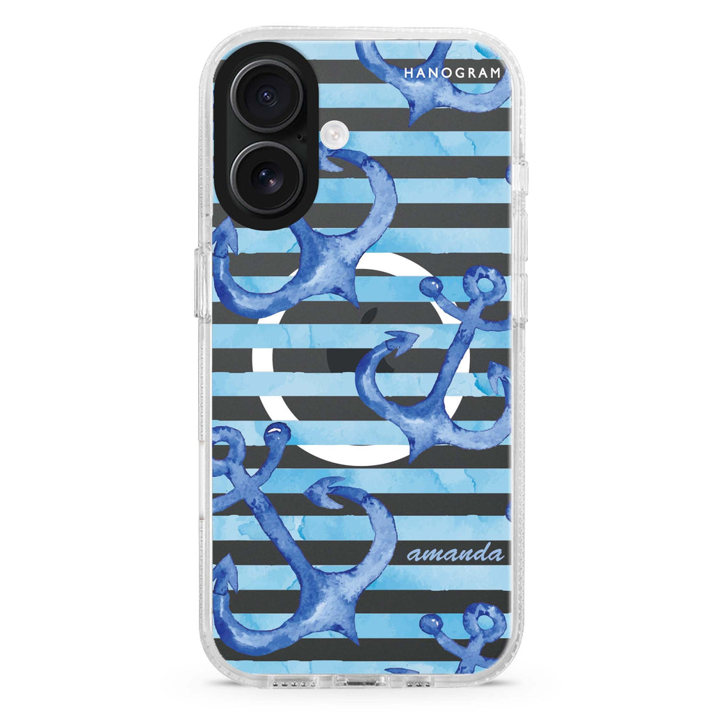 Blue Anchor MagSafe Compatible iPhone 16 Ultra Clear Case - Personalized and Stylish Protection