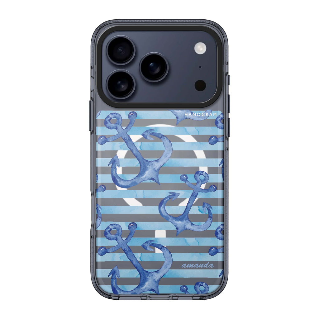 Blue Anchor personalized name blue graphic iPhone 17 Pro Max ultra clear case