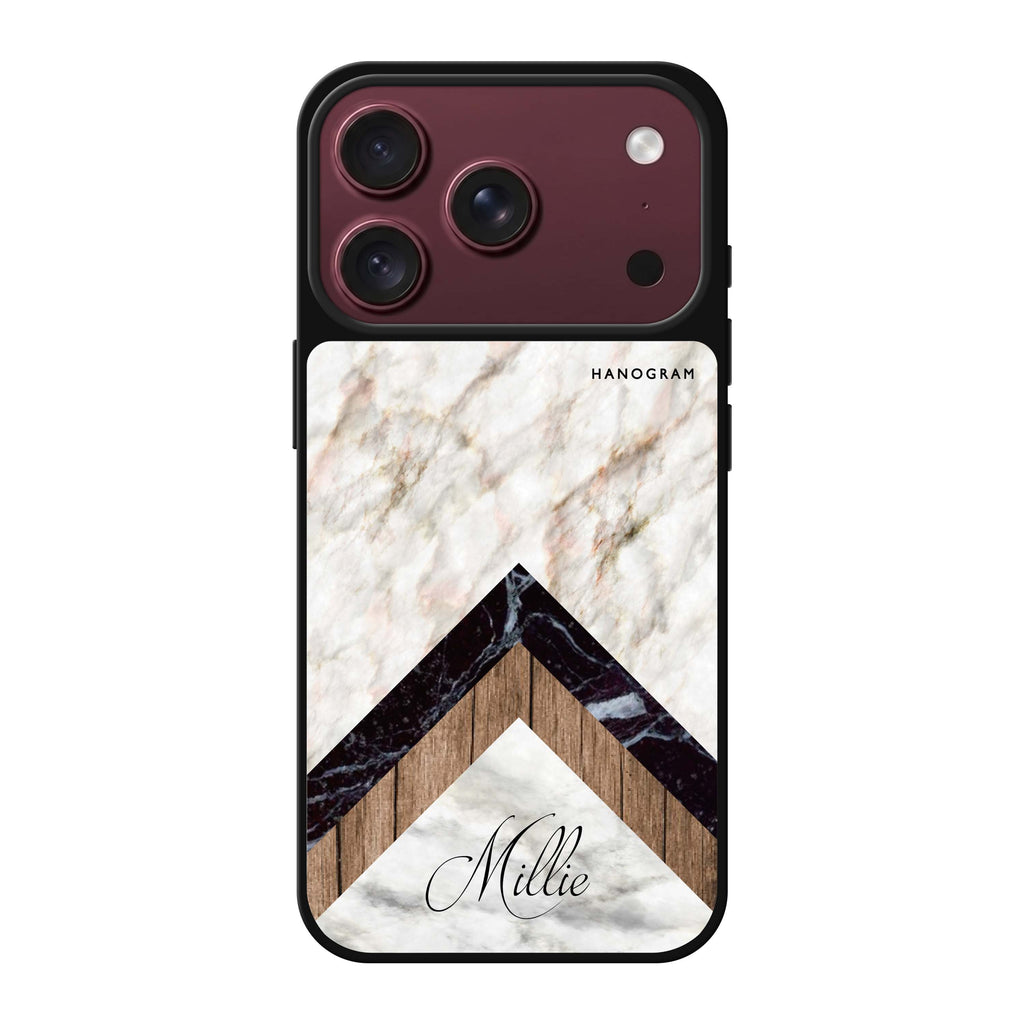 Marble & Wood personalized name marble iPhone 18 Pro Max mirror case