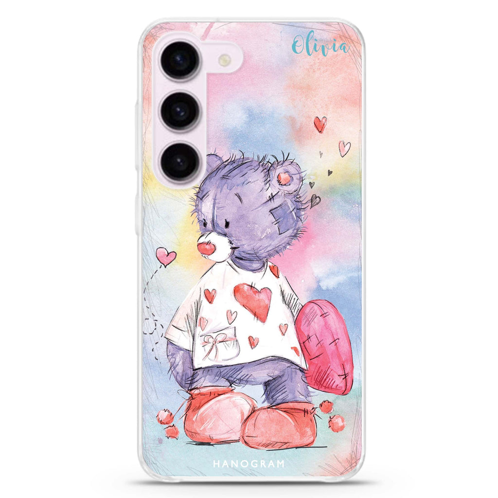 Sweet Bear personalized ultra-clear case for Samsung Galaxy S23/S22, front view