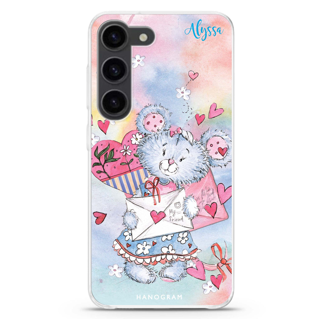 Sweet Bear personalized ultra-clear case for Samsung Galaxy S23/S22, front view
