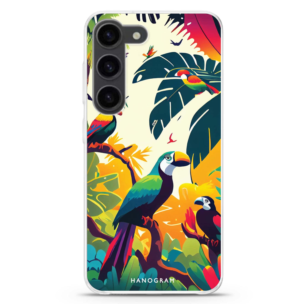 Tropical birds ultra-clear case for Samsung Galaxy S23/S22, front view