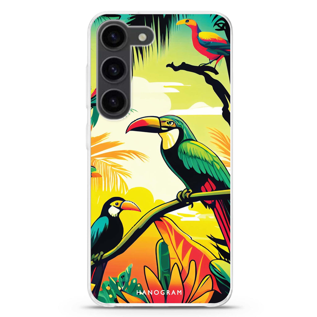 Tropical birds ultra-clear case for Samsung Galaxy S23/S22, front view