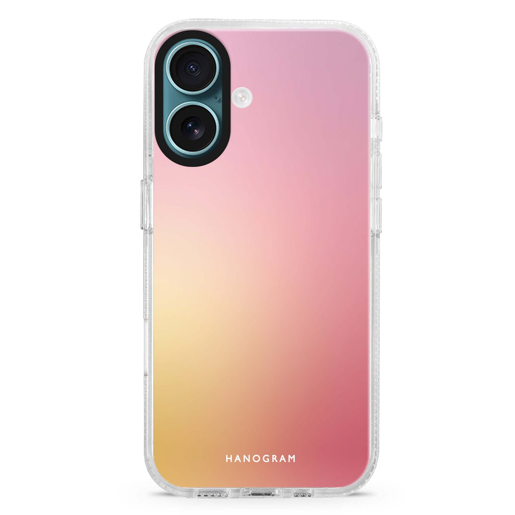 Sunpetal Glow iPhone 16 and 16 Plus ultra clear case, transparent floral artwork, front product view