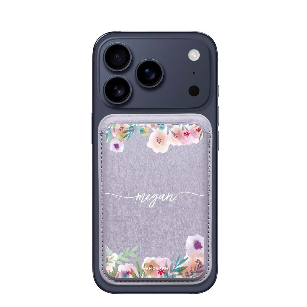 Art of Floral custom name MagSafe wallet for iPhone, personalized magnetic card holder, main view