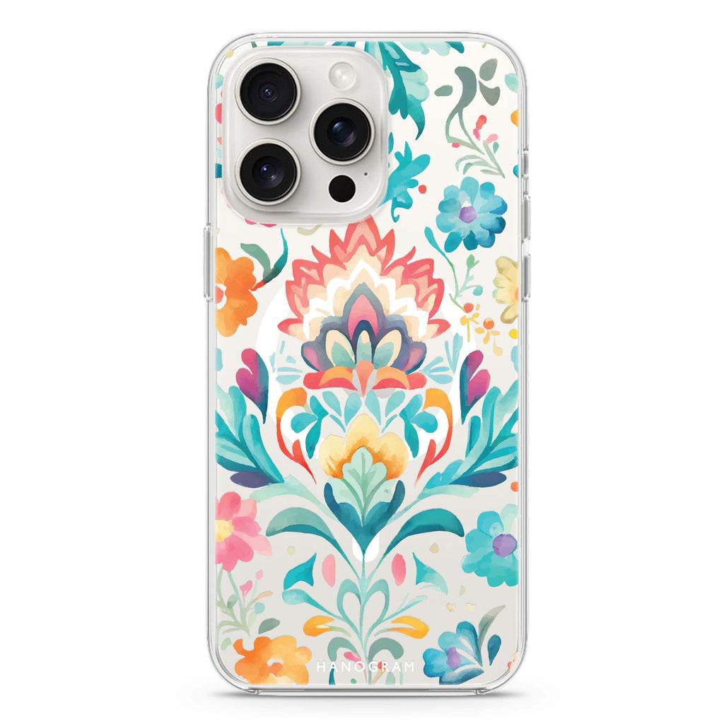 Watercolor Floral iPhone 15 Pro MagSafe Compatible Ultra Clear Case