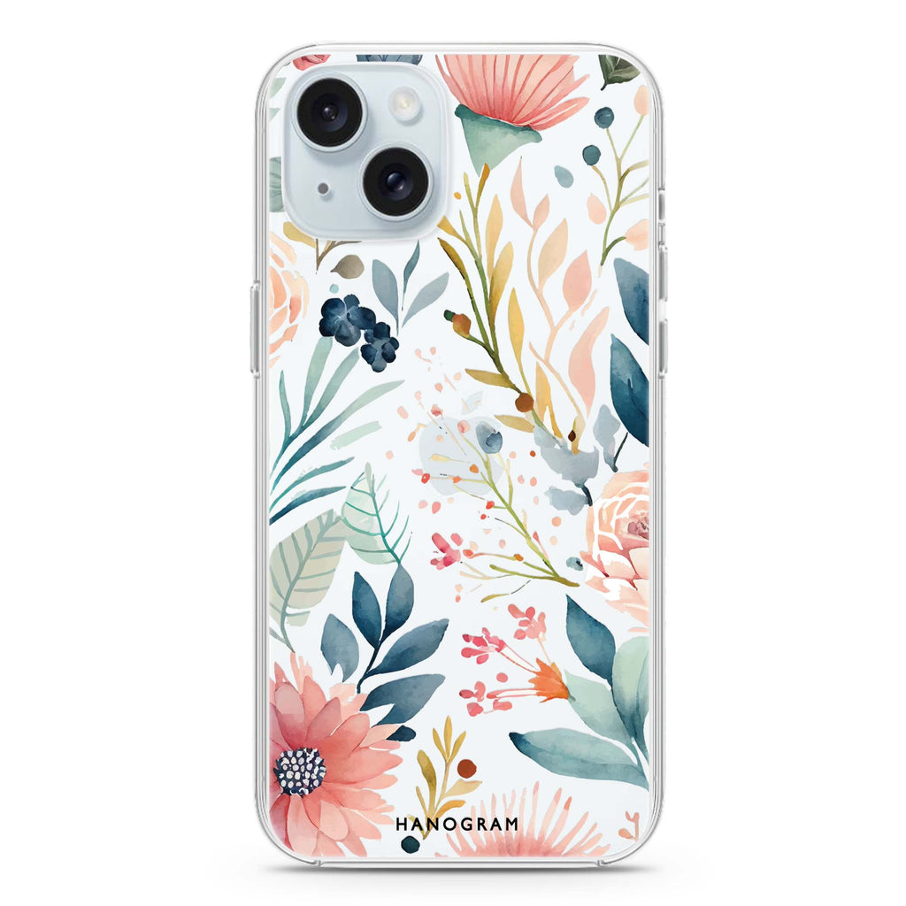 Floral Pattern iPhone 15 plus Ultra Clear Case